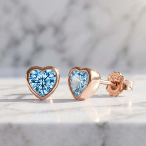 DAZZLING HEART - Zirconia Rose Gold Stud Earrings