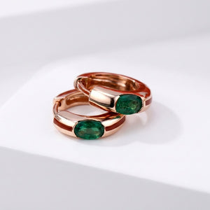 Emerald Huggie Hoop Earrings