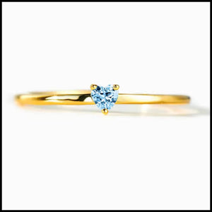 R&C Minimalistic Blue Heart Gold Ring with blue zirconia heart stone on gold-plated silver band
