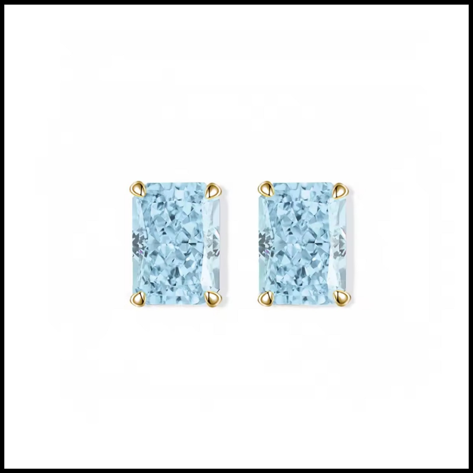 Blue Ice Cut Stud Earrings.