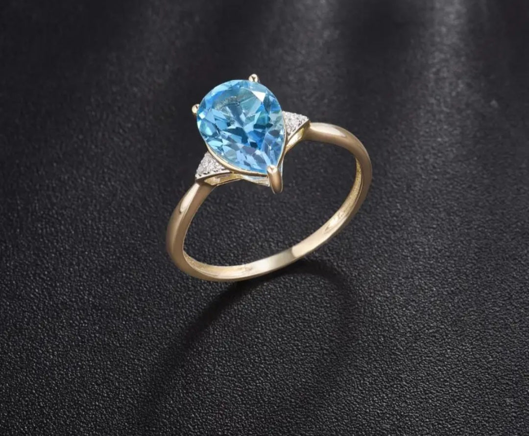 Blue Topaz & Diamond Ring