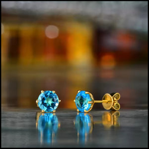 Blue Topaz Stud Earrings