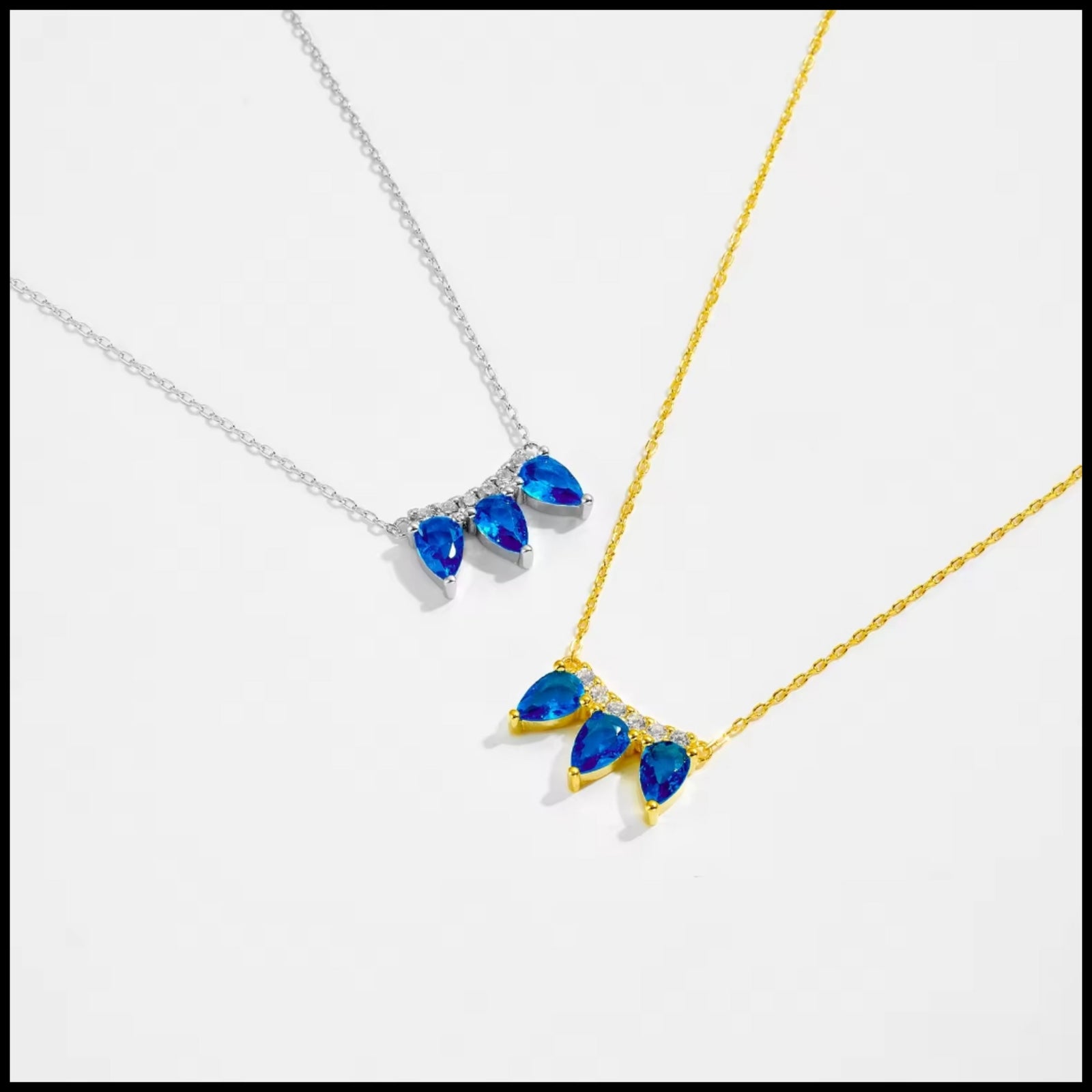 Blue Three Stone Necklace