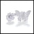 Butterfly and flower-shaped silver ring on a white background