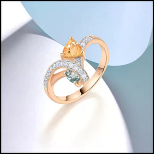 Citrine, Topaz & Diamond Rose Gold Ring