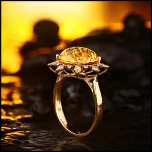citrine diamond ring