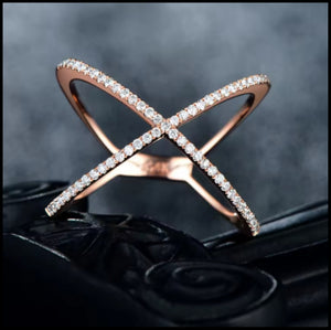 Diamond Cross Design Rose Gold Ring