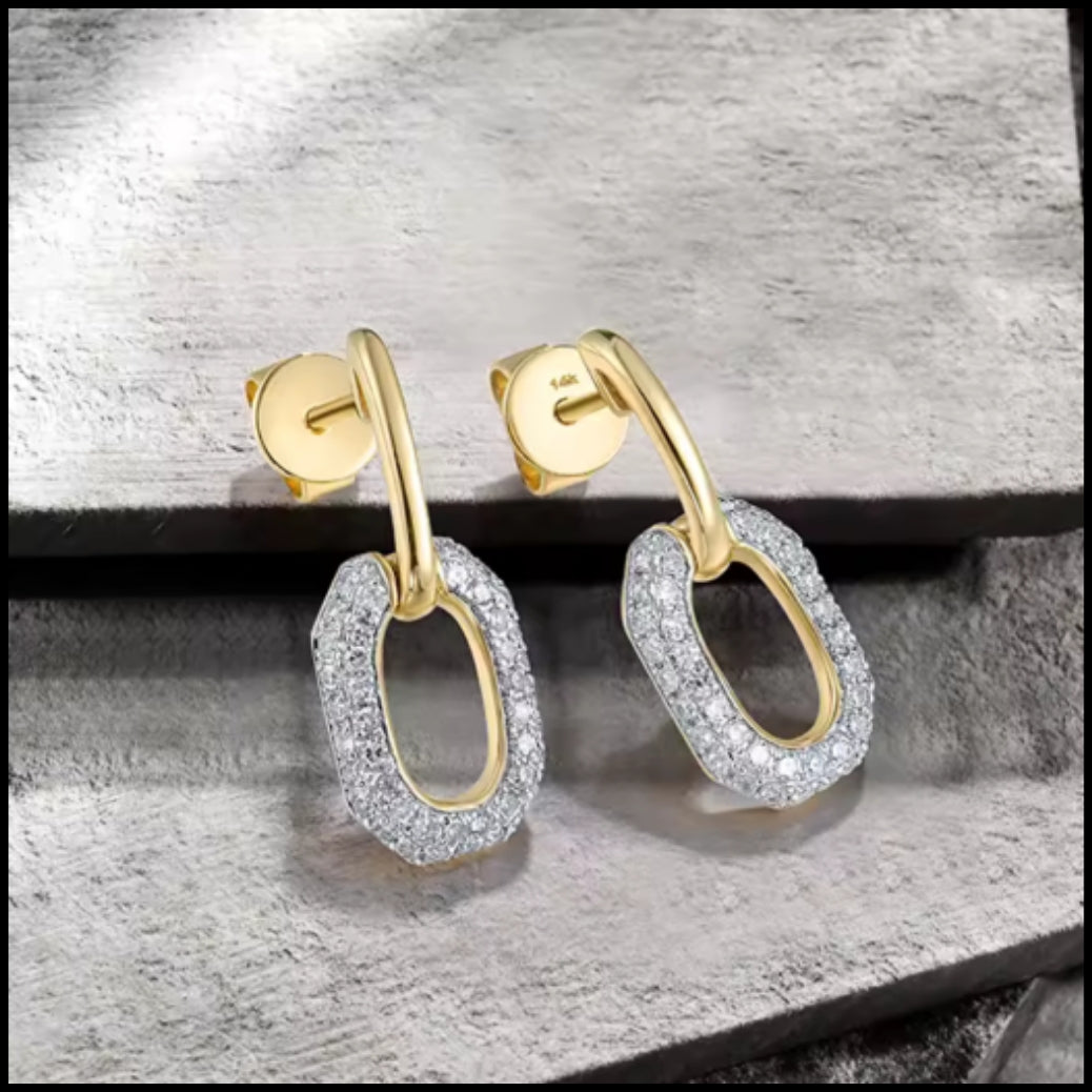 Diamond Geometric Gold Earrings