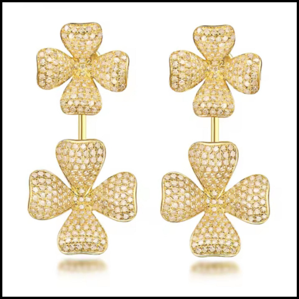 SARA -Diamond Gold Earrings