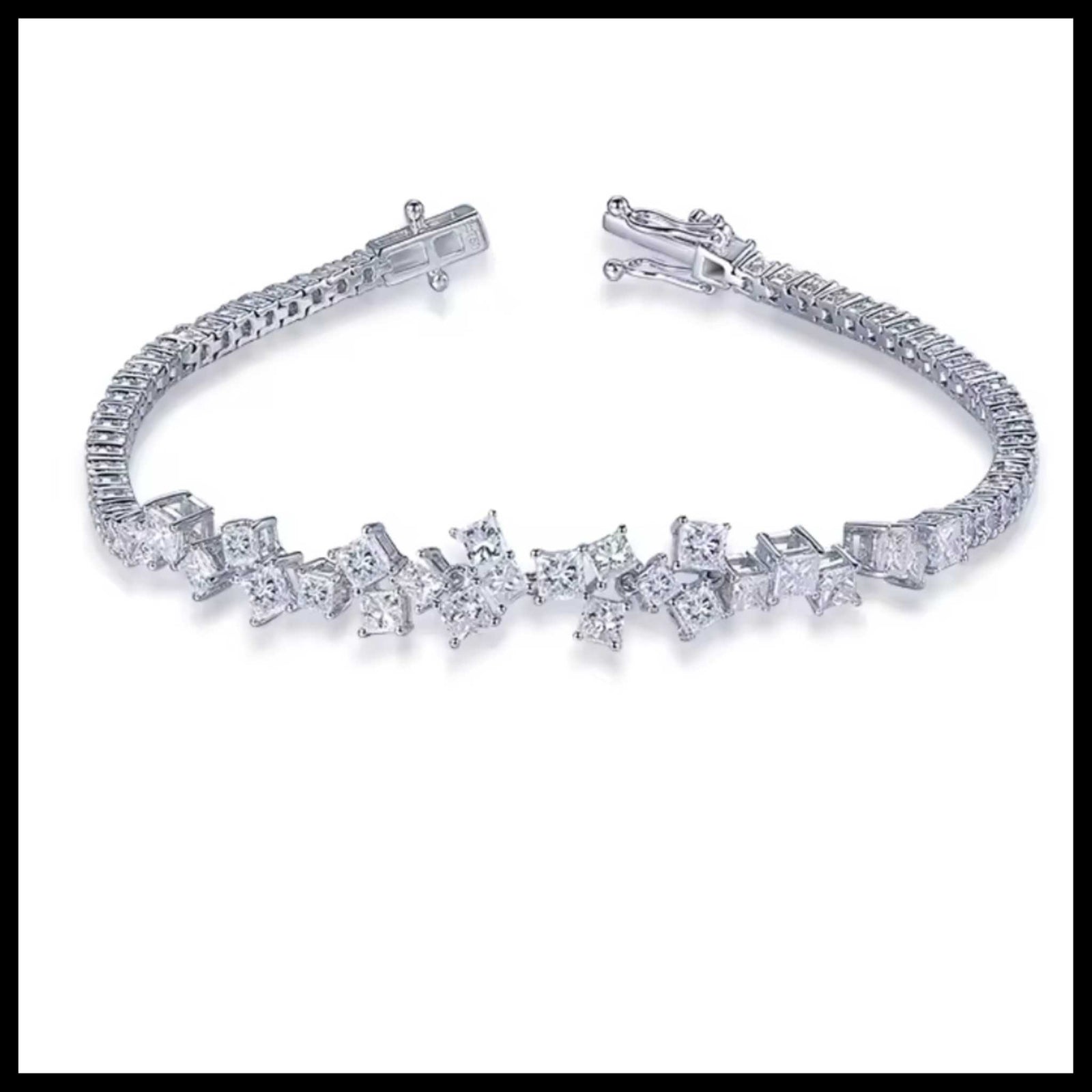 Diamond bracelet with diamond accents on a white background