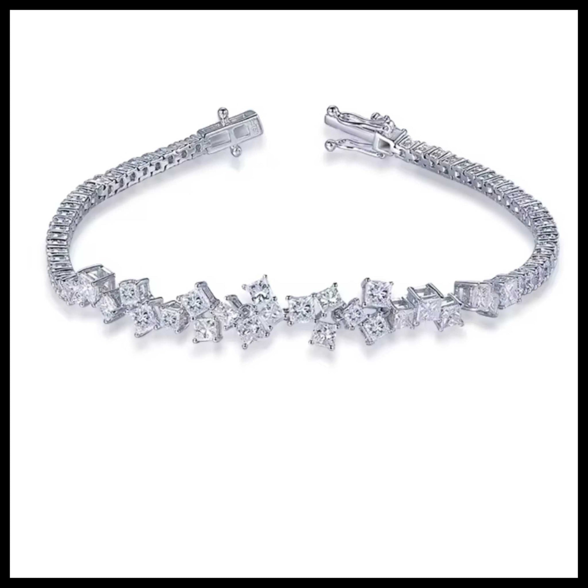 Diamond bracelet with diamond accents on a white background