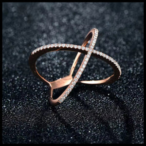 Diamond Cross Design Rose Gold Ring