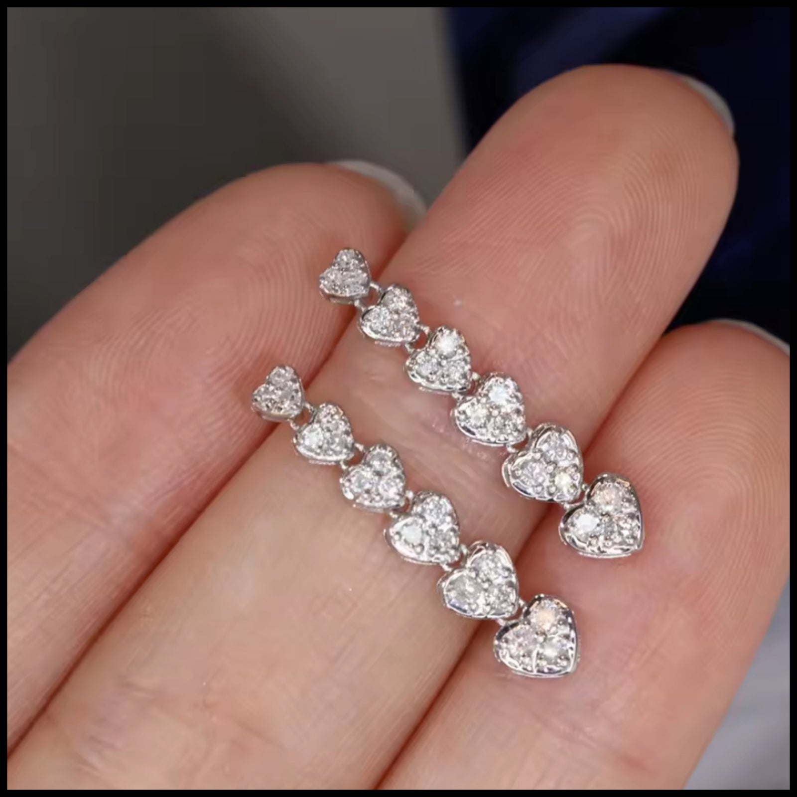 Diamond Heart Drop Earrings