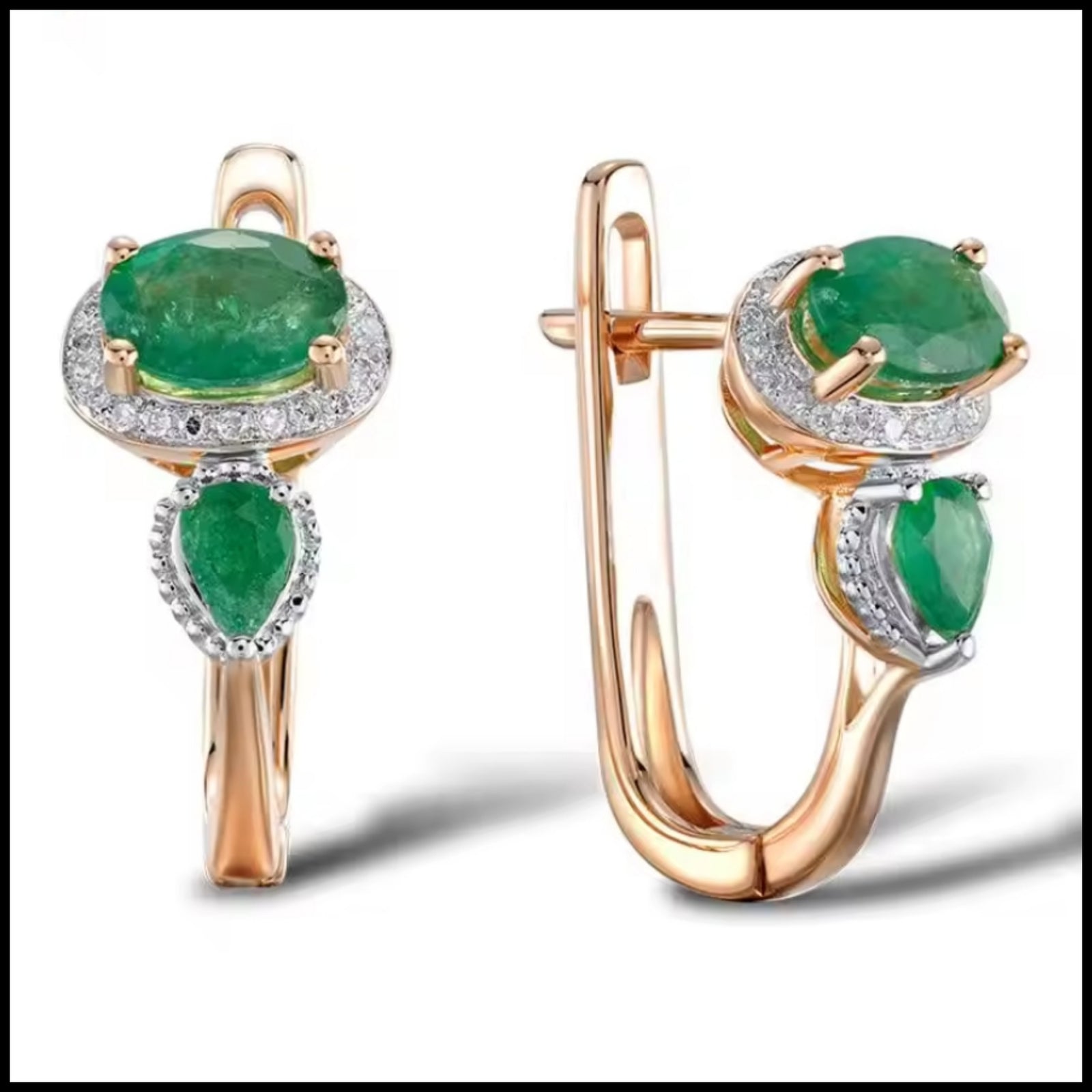 Emerald diamond earrings