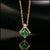 Vintage Emerald & Diamond Gold Necklace