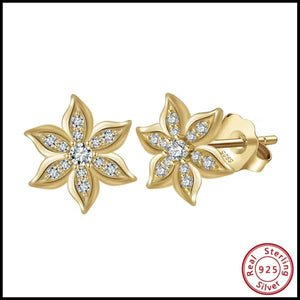 Flower Cubic Zirconia Silver Stud Earrings.