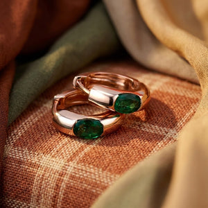 Emerald Huggie Hoop Earrings