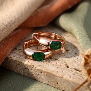Emerald Huggie Hoop Earrings