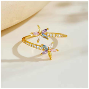 Gold Multi Colour Flower Ring