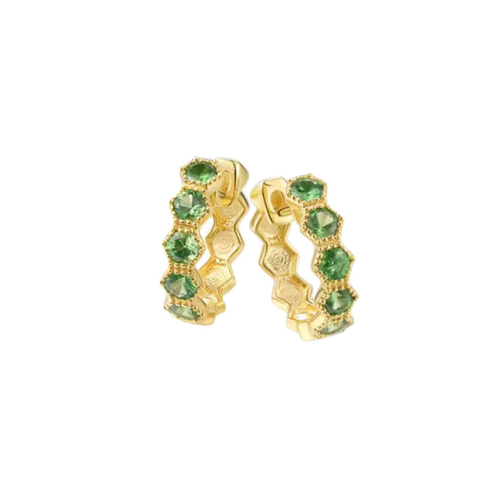 Green Garnet Hoop Earrings