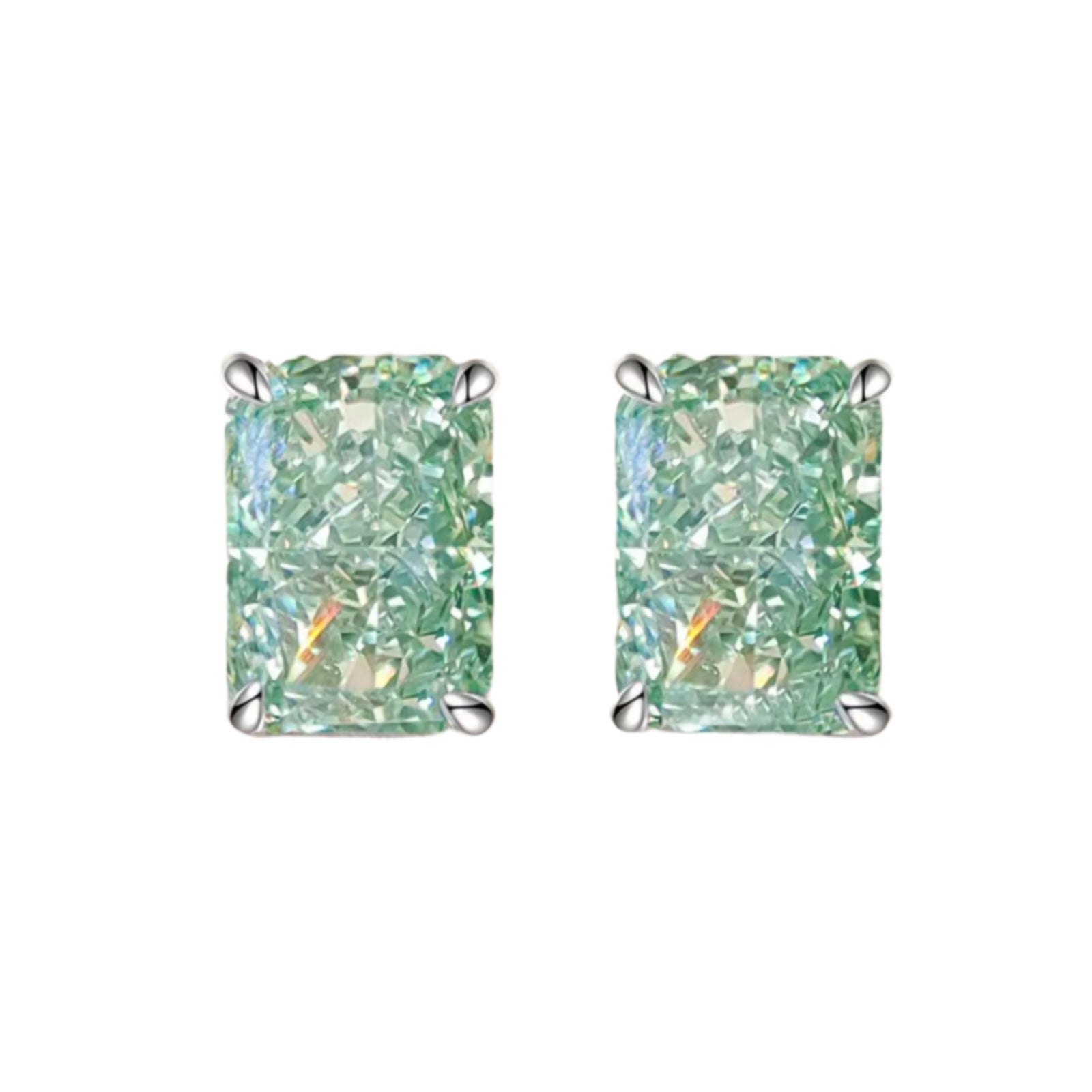 Green Ice Cut Stud Earrings