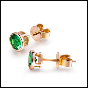 Tsavorite green stud earrings with 0.95ct gemstones in 14k rose gold setting