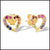 Yellow Gold Heart Multi - Gem Earrings
