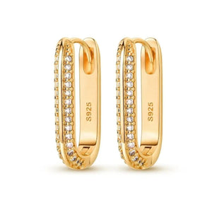 JENNIFER Hoop Earrings gold-plated sterling silver with CZ zircon stones elegant jewellery pair