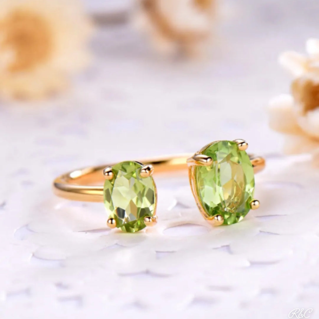 Natural Peridot Adjustable Ring