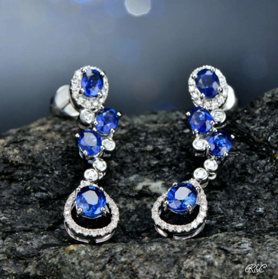 VIENNA Sapphire & Diamond Drop Earrings