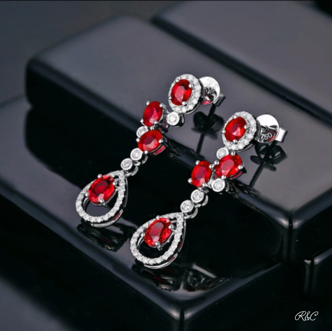 VIENNA- Ruby & Diamond Drop Earrings