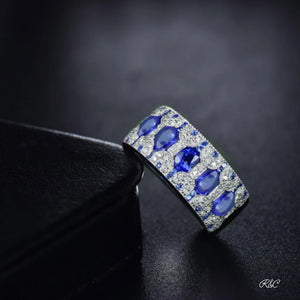 MONICA -Sapphire & Diamond 18K White Gold Ring