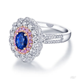 MEGHAN -Sapphire & Diamonds 18K White Gold Ring ( Dual Design)