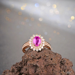 Pink Sapphire & Diamond 18K Rose Gold Ring