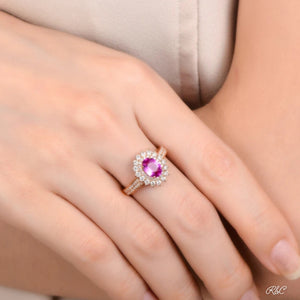 Pink Sapphire & Diamond 18K Rose Gold Ring