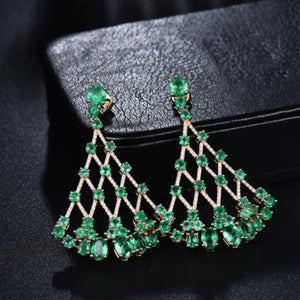 ATHENA - Emerald & Diamond Drop Earrings