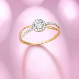 Sparkling White CZ -Yellow Gold Ring Band