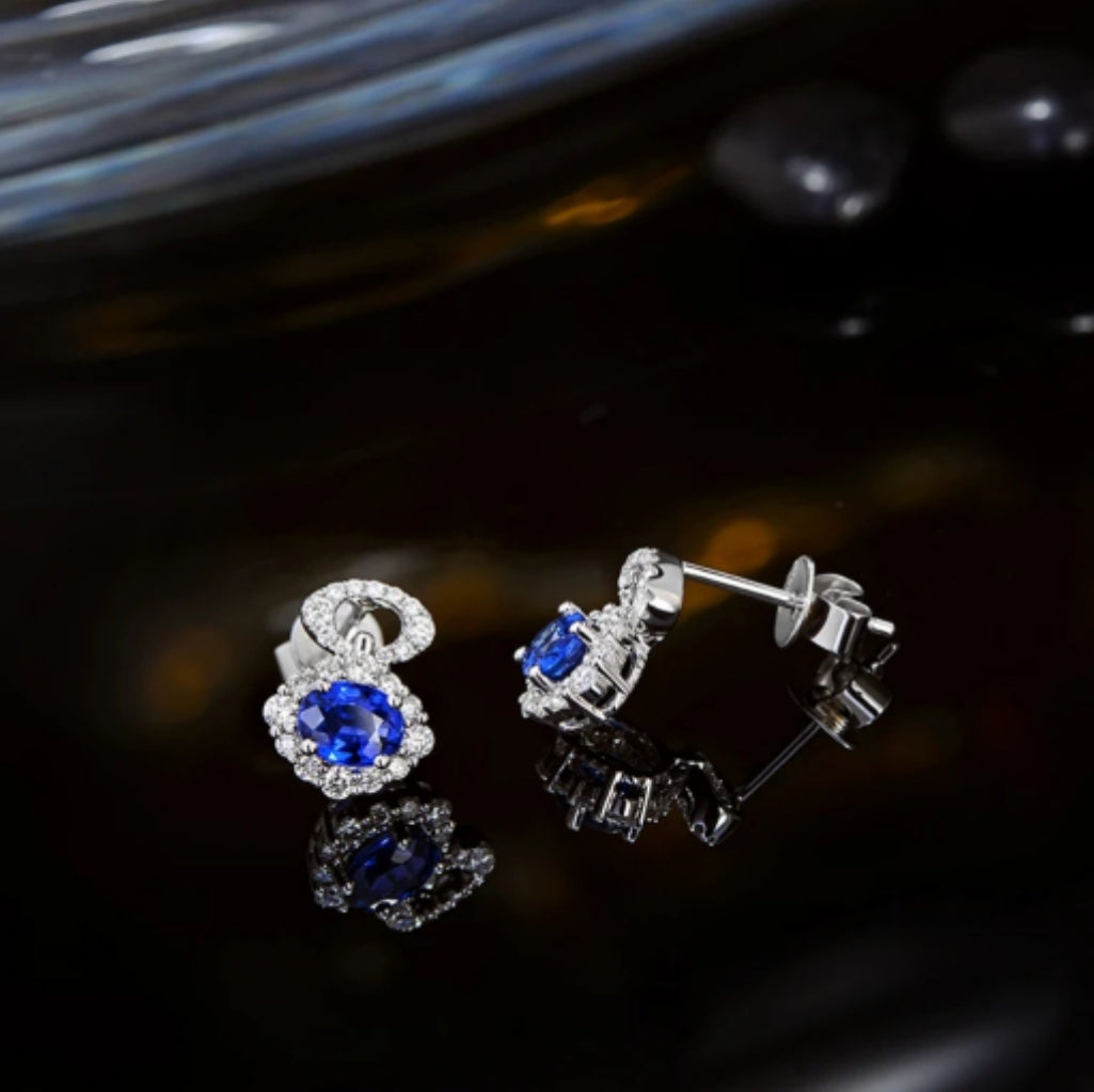 OLIVIA - Sapphire & Diamond Stud Earrings