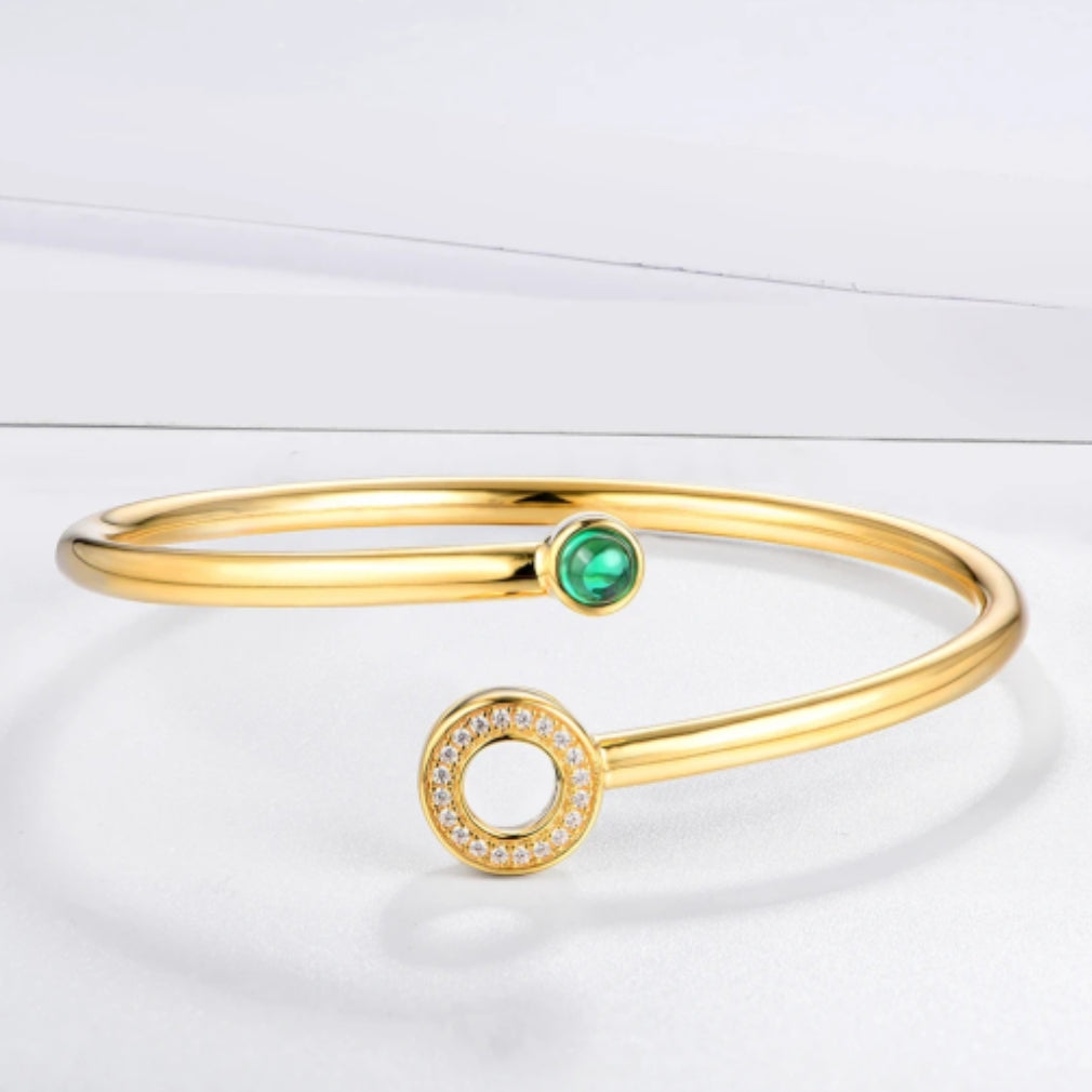 CASSIE -Emerald Gold Plated Bangle