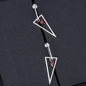 Triangle Red Garnet Drop Earrings