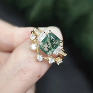 R&C Minimalist Collection - Moss Agate Ring