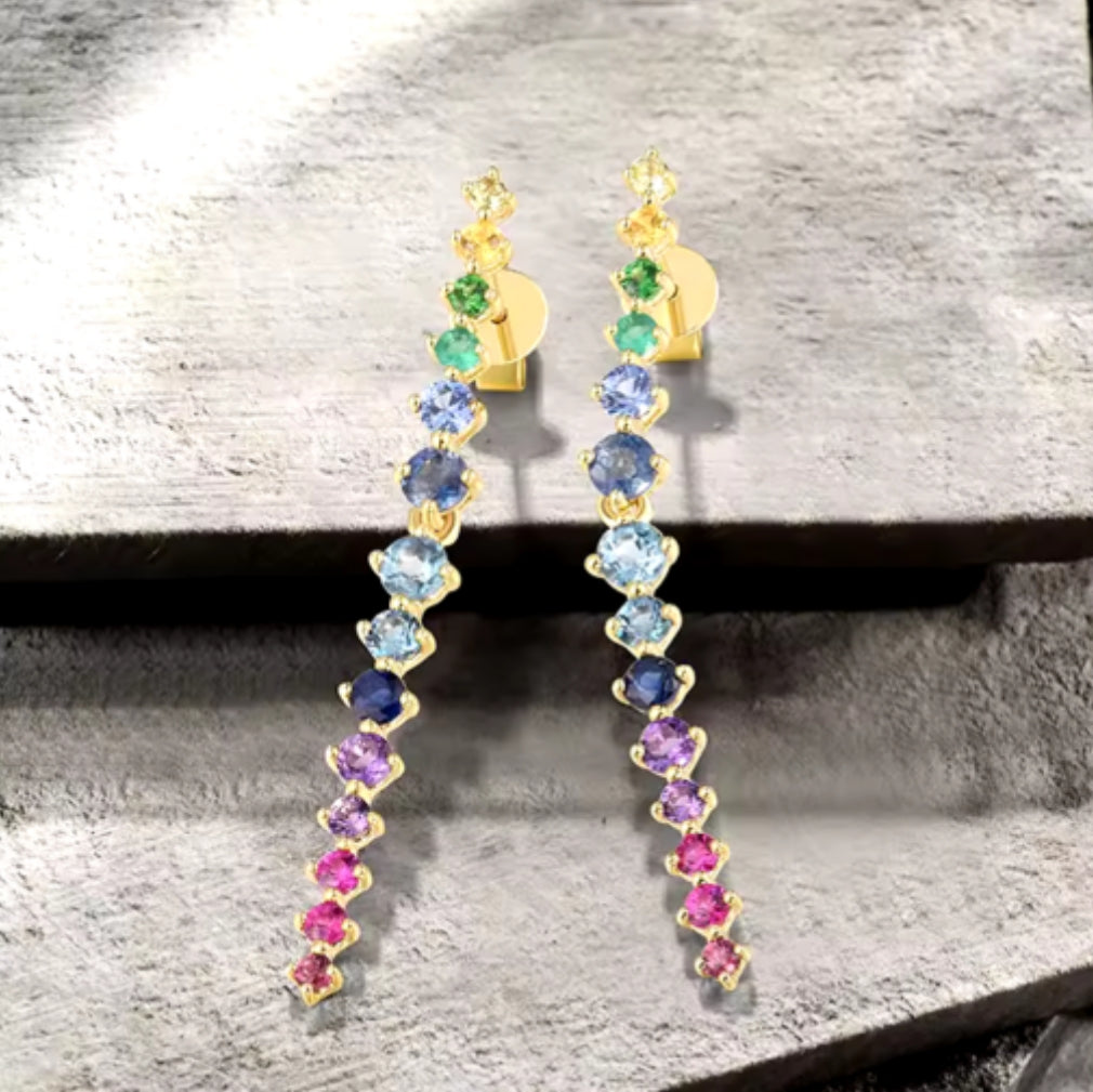 Long Drop Multi - Coloured Earrings