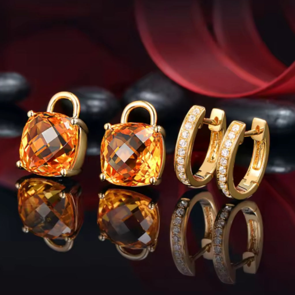 Citrine & Diamond Earrings