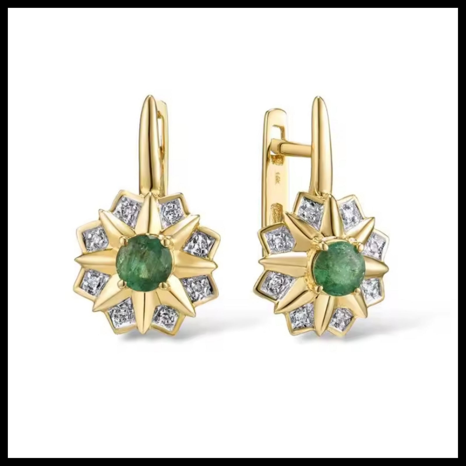 Emerald & Diamond Star Earrings