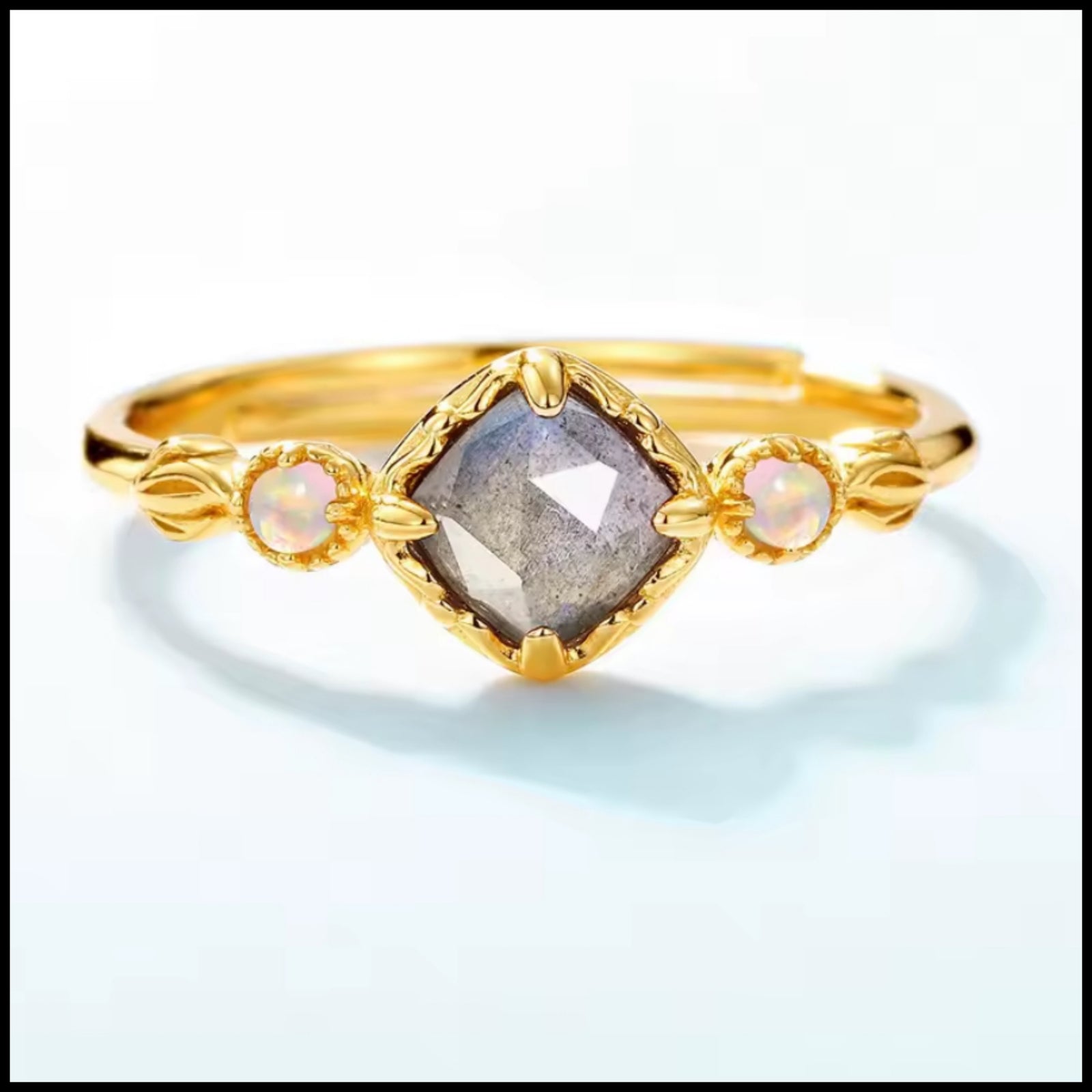 Labradorite Gold Plated Ring
