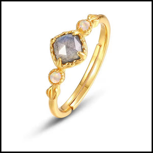 Labradorite Gold Adjustable Ring