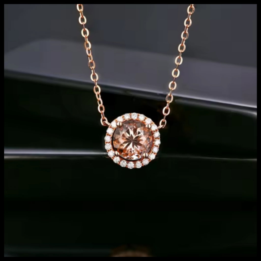 Morganite & Diamond Rose Gold Necklace