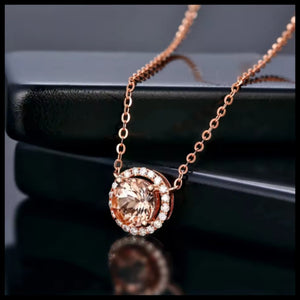 Morganite & Diamond Rose Gold Necklace