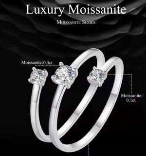 Moissanite 3-Layer Silver Adjustable Ring