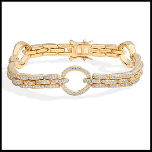 Moissanite Round Cut Bracelet in 18k yellow gold with VVS1 D grade stones and solid silver base
